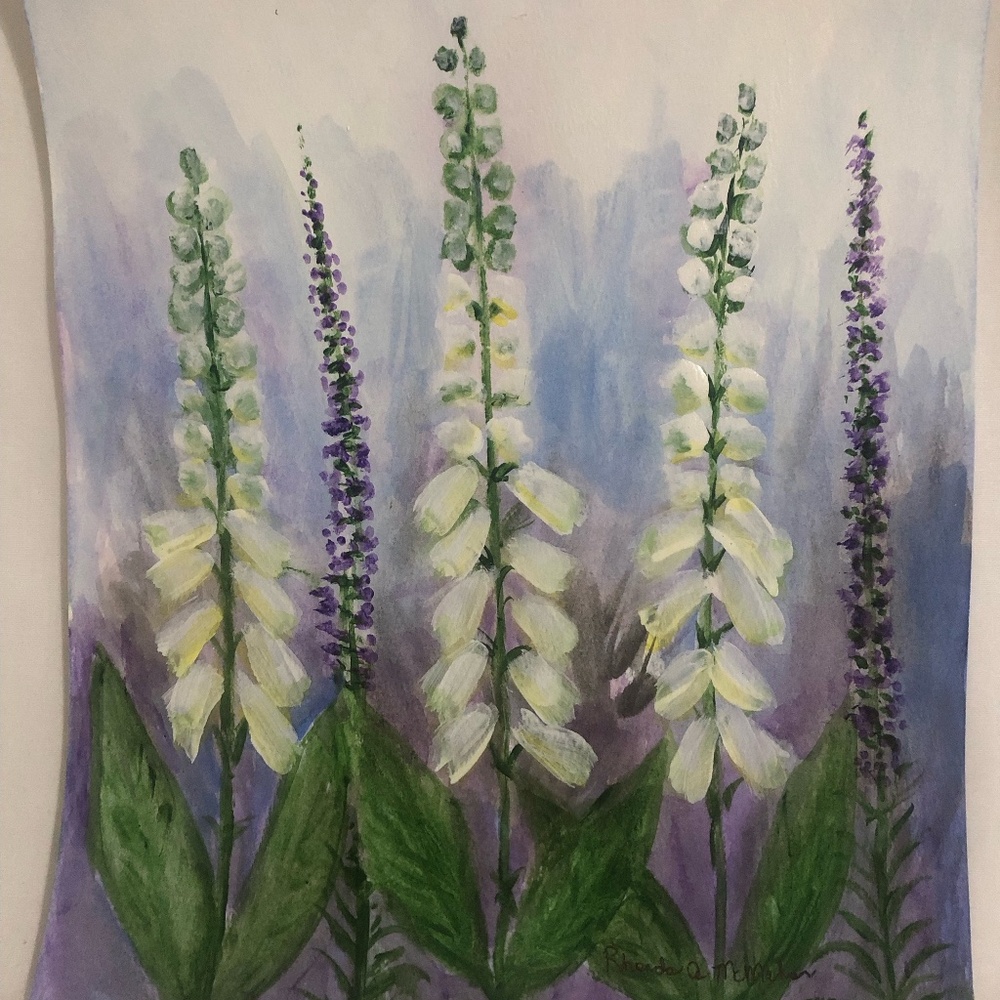 Purple and White Floral Watercolor Painting - Picture 5 of 5